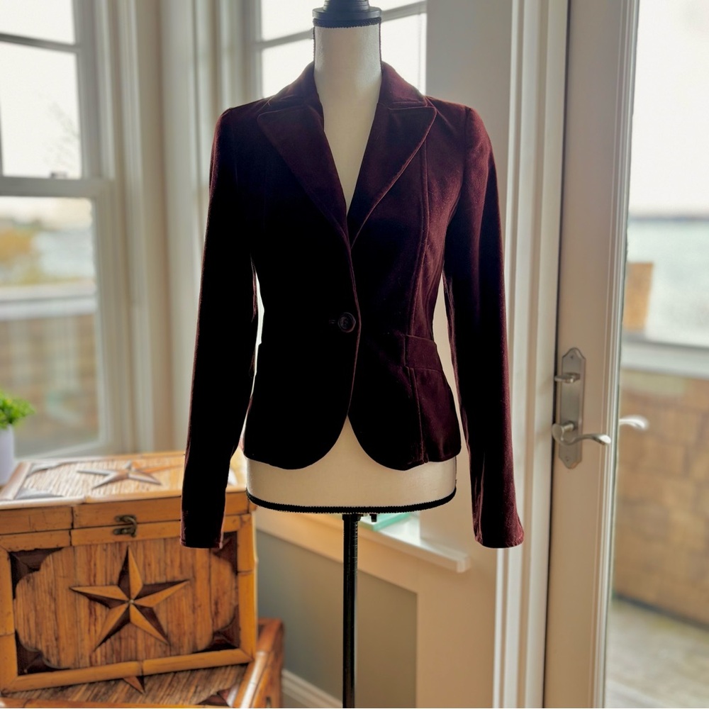 Vintage Y2K Made In Spain Velvet Fitted One Button Blazer By Jean Basic - Picture 4 of 16
